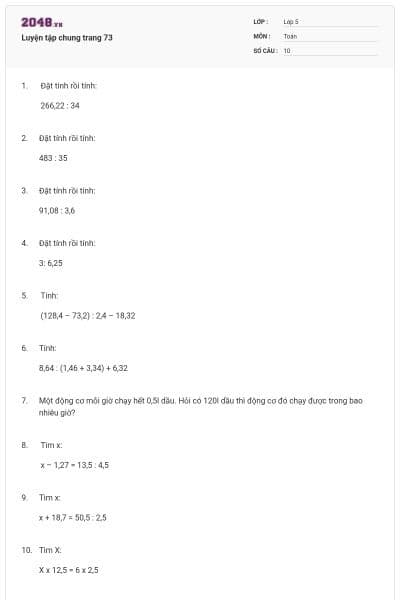 Luyện tập chung trang 73