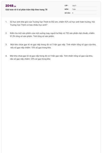 Giải toán về tỉ số phần trăm tiếp theo trang 78