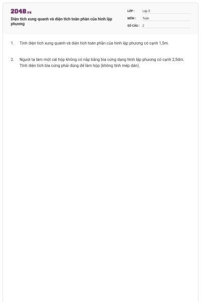 Diện tích xung quanh và diện tích toàn phần của hình lập phương