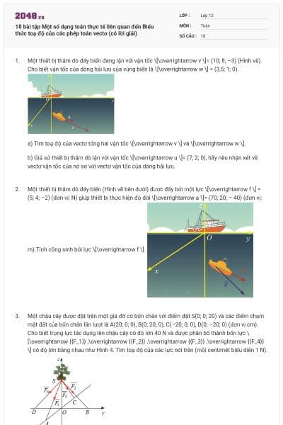 18 bài tập Một số dạng toán thực tế liên quan đến Biểu thức toạ độ của các phép toán vectơ (có lời giải)
