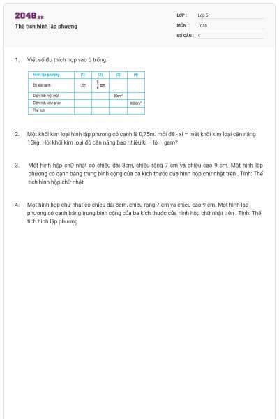 Thể tích hình lập phương