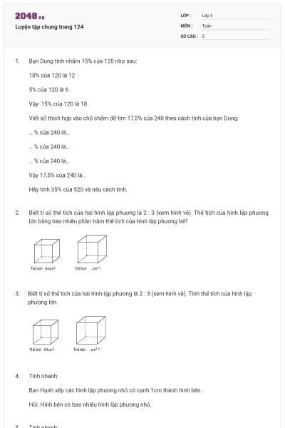 Luyện tập chung trang 124