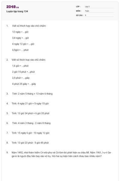 Luyện tập trang 134