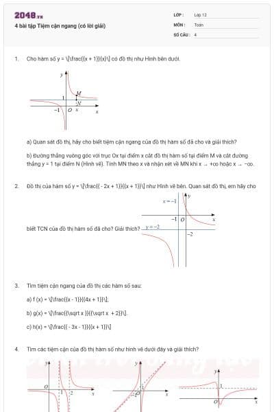 4 bài tập Tiệm cận ngang (có lời giải)