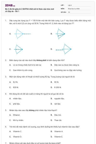 Bộ 2 đề thi giữa kì 2 KHTN 6 Kết nối tri thức cấu trúc mới có đáp án - Đề 1