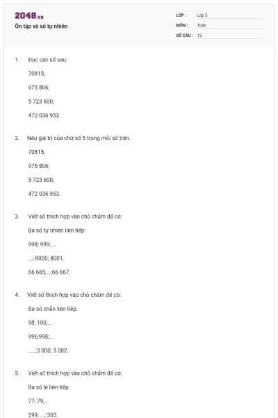 Ôn tập về số tự nhiên