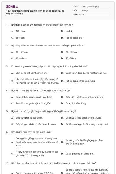 100+ câu trắc nghiệm Quản lý kinh tế hộ và trang trại có đáp án - Phần 2