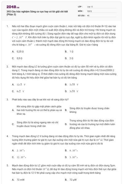 393 Câu trắc nghiệm Sóng cơ cực hay có lời giải chi tiết (Phần 3)