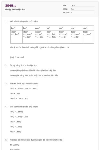 Ôn tập về đo diện tích