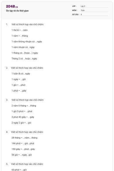 Ôn tập về đo thời gian
