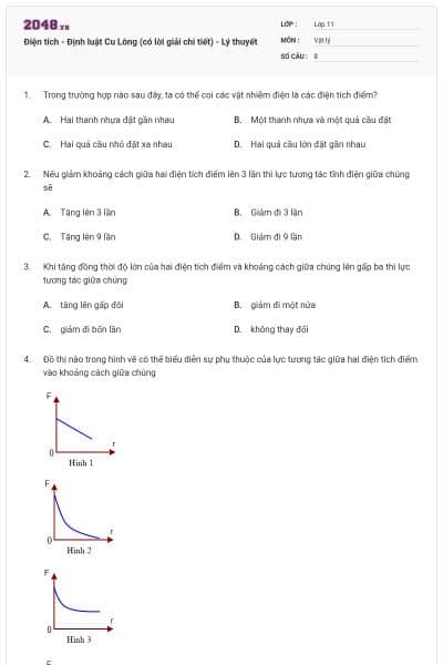 Điện tích - Định luật Cu Lông (có lời giải chi tiết) - Lý thuyết