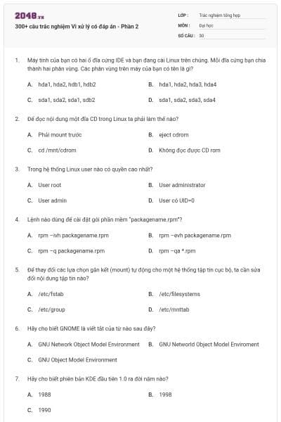 300+ câu trắc nghiệm Vi xử lý có đáp án - Phần 2