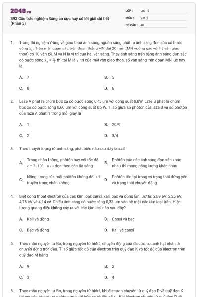 393 Câu trắc nghiệm Sóng cơ cực hay có lời giải chi tiết (Phần 5)