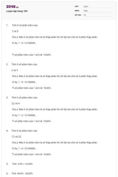 Luyện tập trang 165