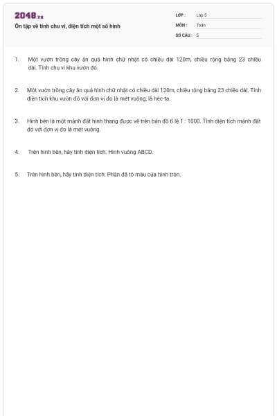 Ôn tập về tính chu vi, diện tích một số hình