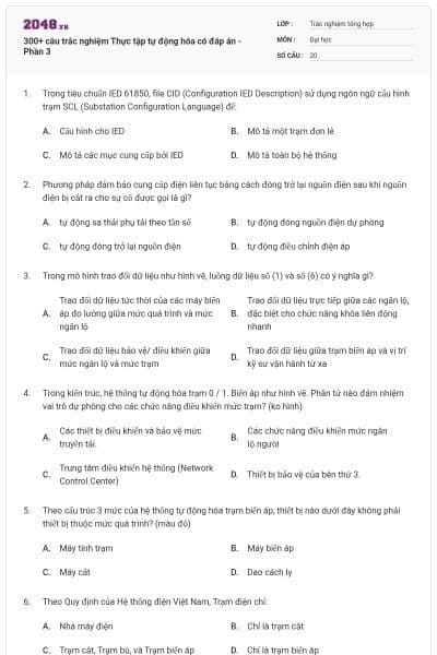 300+ câu trắc nghiệm Thực tập tự động hóa có đáp án - Phần 3