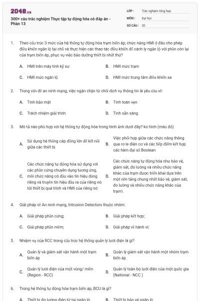 300+ câu trắc nghiệm Thực tập tự động hóa có đáp án - Phần 13