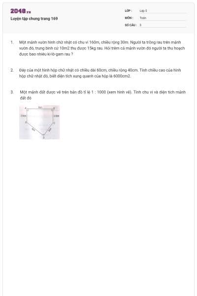 Luyện tập chung trang 169