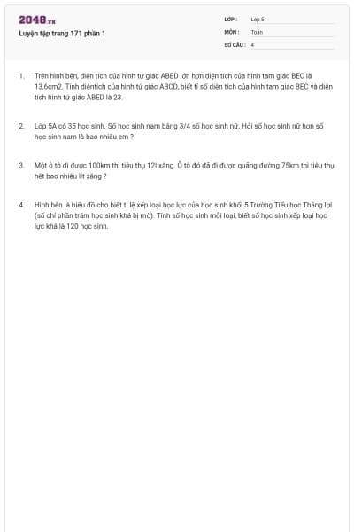 Luyện tập trang 171 phần 1