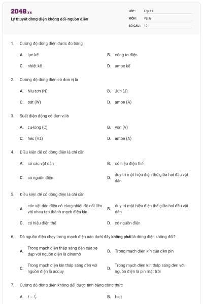 Lý thuyết dòng điện không đổi-nguồn điện