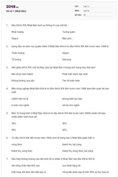 Đề số 1 (Nhật Bản)