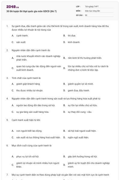 30 Đề luyện thi thpt quốc gia môn GDCD (Đề 7)