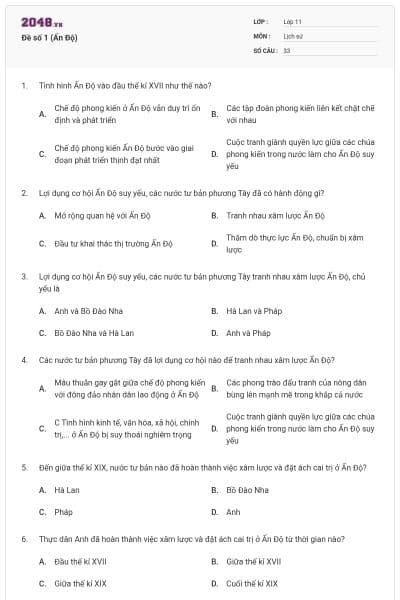 Đề số 1 (Ấn Độ)