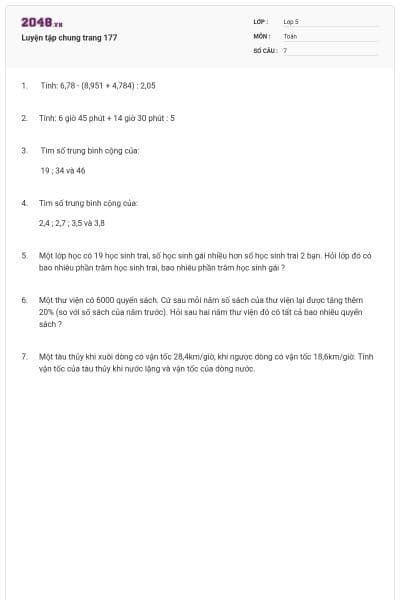 Luyện tập chung trang 177