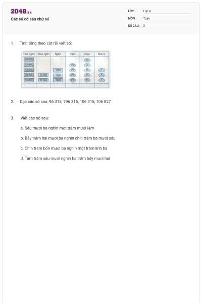 Các số có sáu chữ số