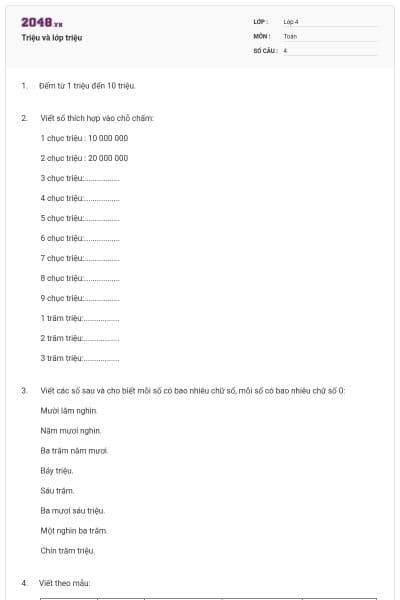 Triệu và lớp triệu