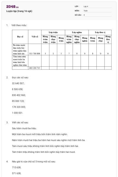 Luyện tập (trang 16 sgk)