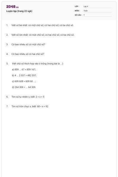 Luyện tập (trang 22 sgk)