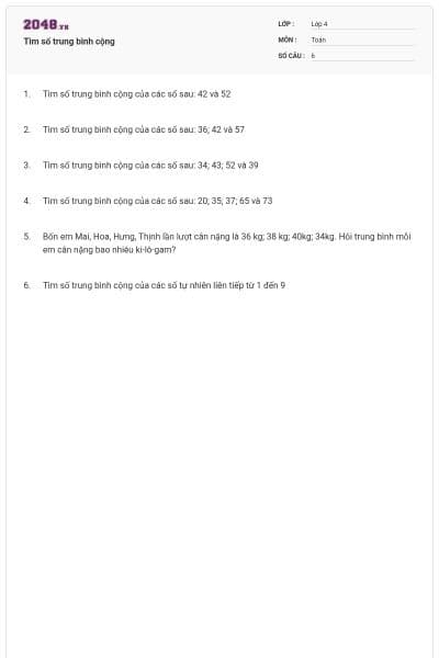 Tìm số trung bình cộng