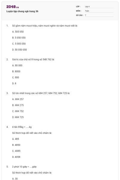 Luyện tập chung sgk trang 36