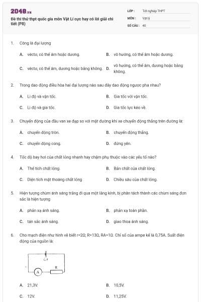 Đề thi thử thpt quốc gia môn Vật Lí cực hay có lời giải chi tiết (P8)