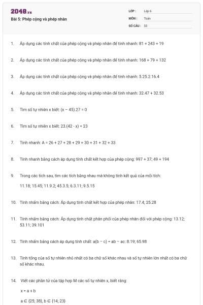 Bài 5: Phép cộng và phép nhân