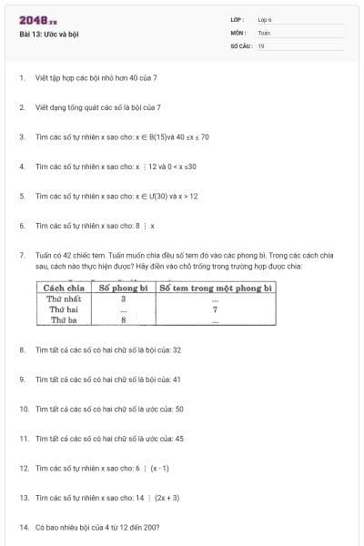 Bài 13: Ước và bội