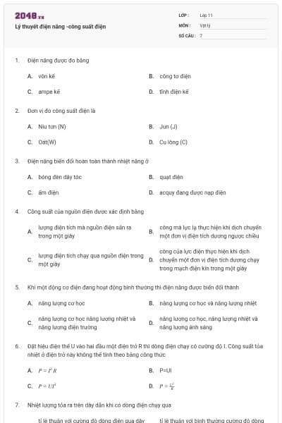 Lý thuyết điện năng -công suất điện