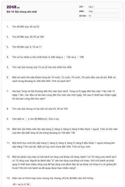 Bài 18: Bội chung nhỏ nhất