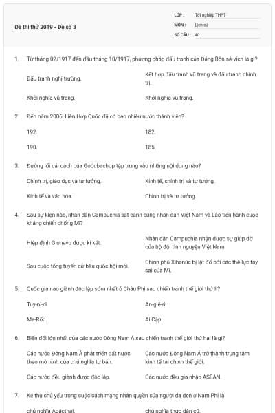 Đề thi thử 2019 - Đề số 3