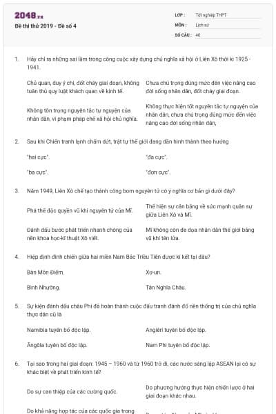 Đề thi thử 2019 - Đề số 4