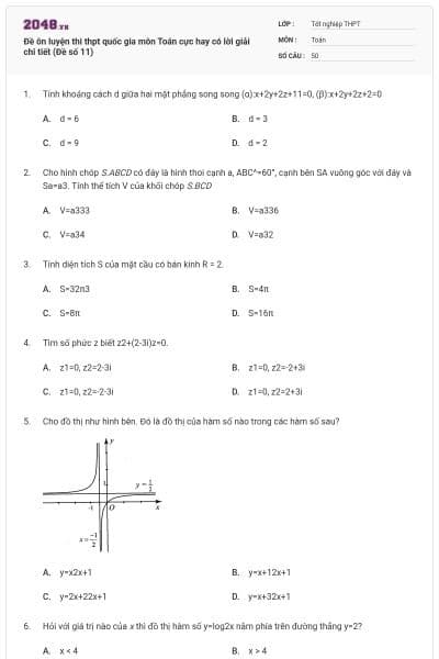 Đề ôn luyện thi thpt quốc gia môn Toán cực hay có lời giải chi tiết (Đề số 11)
