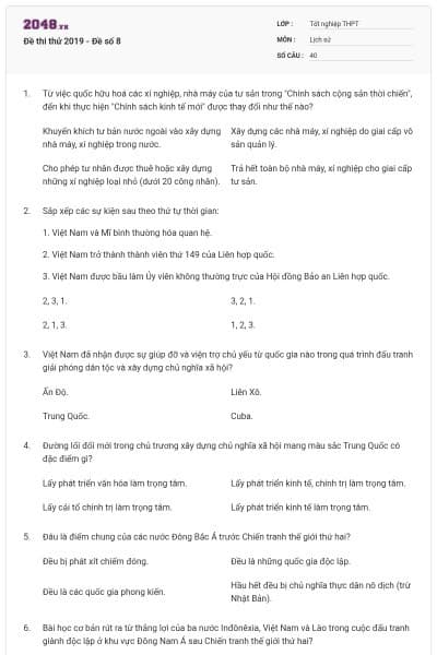 Đề thi thử 2019 - Đề số 8