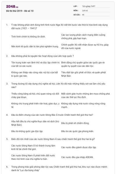 Đề thi thử 2019 - Đề số 10
