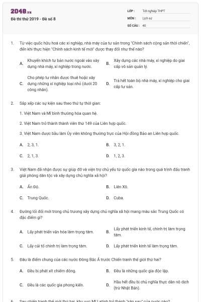 Đề thi thử 2019 - Đề số 8