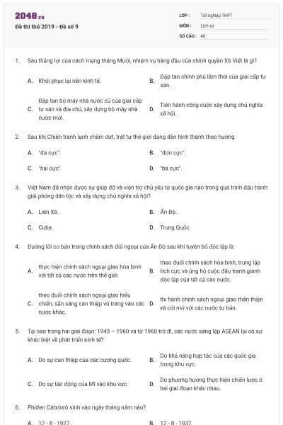 Đề thi thử 2019 - Đề số 9