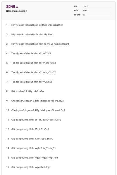 Bài ôn tập chương II