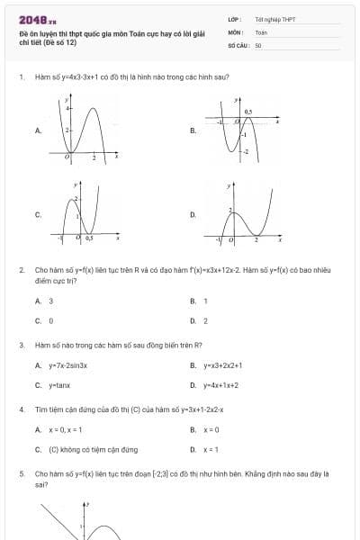Đề ôn luyện thi thpt quốc gia môn Toán cực hay có lời giải chi tiết (Đề số 12)