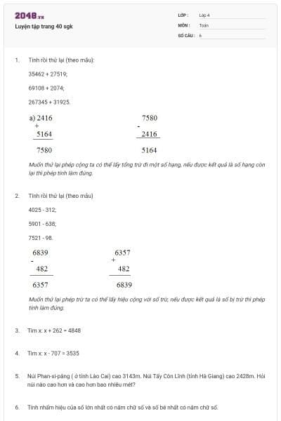 Luyện tập trang 40 sgk