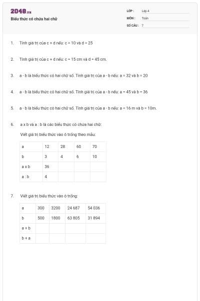 Biểu thức có chứa hai chữ